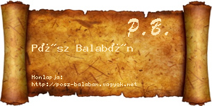 Pósz Balabán névjegykártya